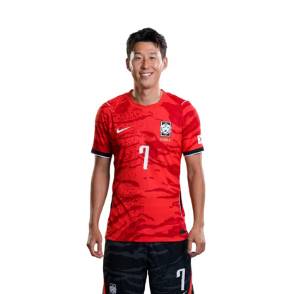 2026 월드컵 대한민국 축구 선수 유니폼 (경기용) - 공격수 손흥민 (등번호 7), 조철성 (등번호 9), 오형규 (등번호 18)