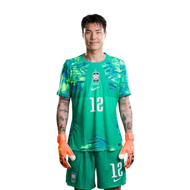 2026 월드컵 대한민국 축구 선수 유니폼 경기용 - 골키퍼 등번호 1번 김승규, 12번 송범근, 21번 조현우