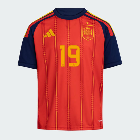 2026 World Cup No.19 Lamine Yamal Spain Home/Away Jersey - Support your team in a heritage-inspired, slim-fit jersey with with rib collar and sewn-on federation badge.