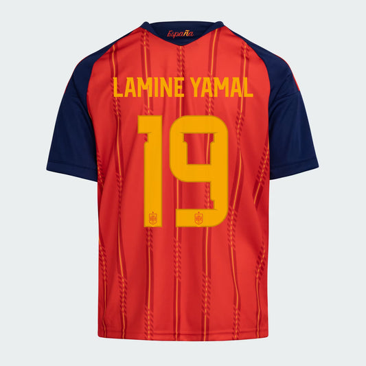 2026 World Cup No.19 Lamine Yamal Spain Home/Away Jersey - Support your team in a heritage-inspired, slim-fit jersey with with rib collar and sewn-on federation badge.