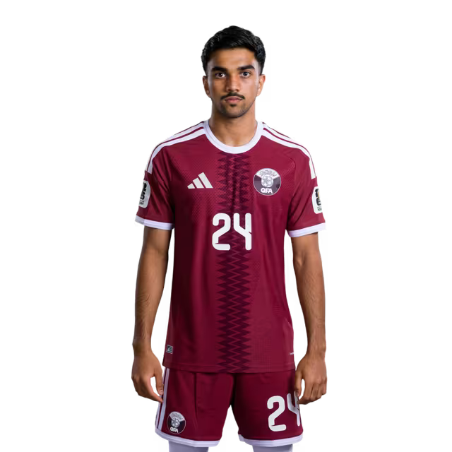 2026 World Cup Qatar Soccer Jersey Player Version  Match Version - Forward No.19 ALMOEZ ALI, No.24 TAHSIN MOHAMMED, No.26 MOHAMED MANAI