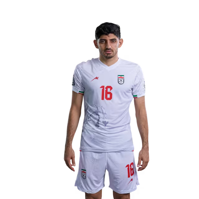 جام جهانی فوتبال ایران 2026 نسخه بازیکن نسخه مسابقه - هافبک شماره 14 سامان قدوس، شماره 15 روزبه چشمی، شماره 16 مهدی ترابی