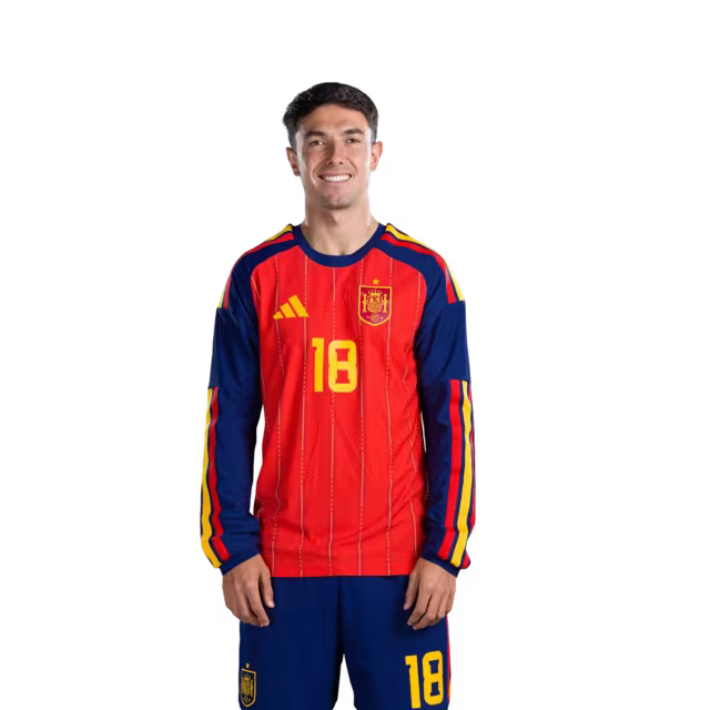Spain National Team 2026 World Cup Jersey – Player/Match Version – Midfielders: No. 15 Alex Baena, No. 16 Rodri, No. 18 Martín Zubimendi, No. 20 Pedri / Mediocampista No.15 Alex BAENA, No.16 RODRI, No.18 Martin ZUBIMENDI, No.20 PEDRI