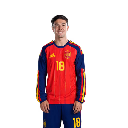 Spain National Team 2026 World Cup Jersey – Player/Match Version – Midfielders: No. 15 Alex Baena, No. 16 Rodri, No. 18 Martín Zubimendi, No. 20 Pedri / Mediocampista No.15 Alex BAENA, No.16 RODRI, No.18 Martin ZUBIMENDI, No.20 PEDRI