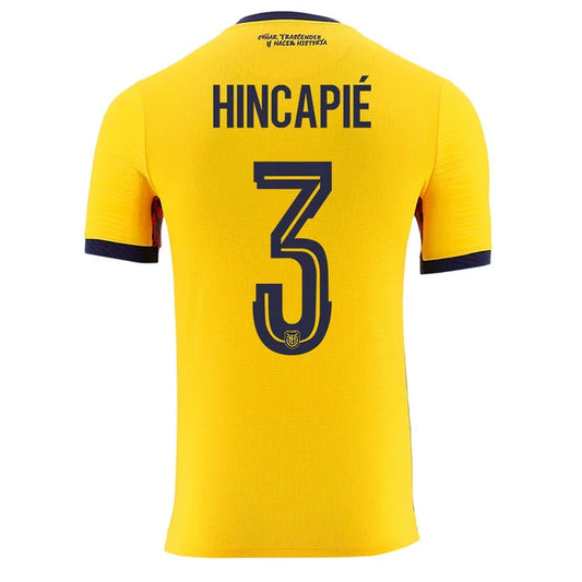 2026 World Cup Hincapie Ecuador Soccer Jersey Player Version  Match Version - No.3 Home Yellow and Away Blue