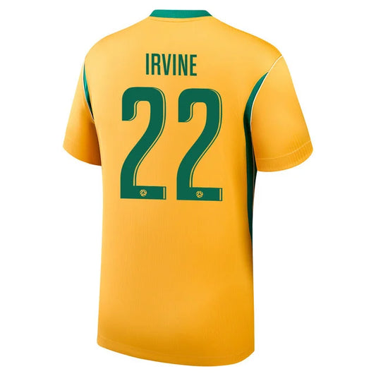 2026 World Cup Jackson Irvine Australia Soccer Jersey Player Version  Match Version - No.22 Home Yellow and Away Green