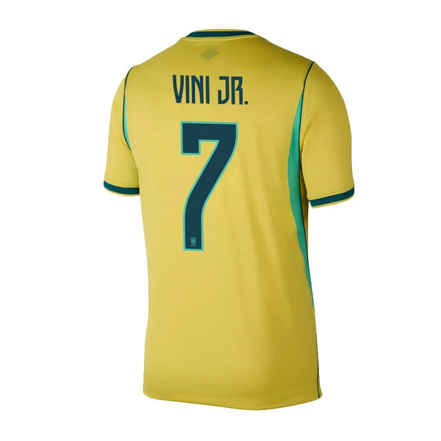 2026 World Cup Vini Jr. Brazil Soccer Jersey Player Version  Match Version - No.7 Home Yellow and Away Blue