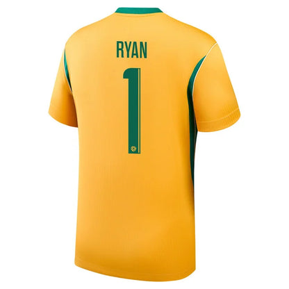2026 World Cup Mathew Ryan Australia Soccer Jersey Player Version  Match Version - No.1 Home Yellow and Away Green