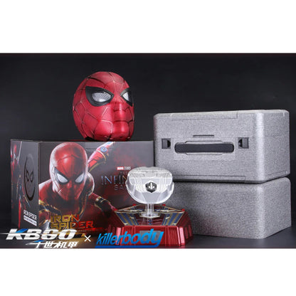 Hardcore Iron Spider-Man 1:1 Collectible Helmet with Built-in Bluetooth Speaker | Realistic Blinking Eyes & Touch/Remote Control