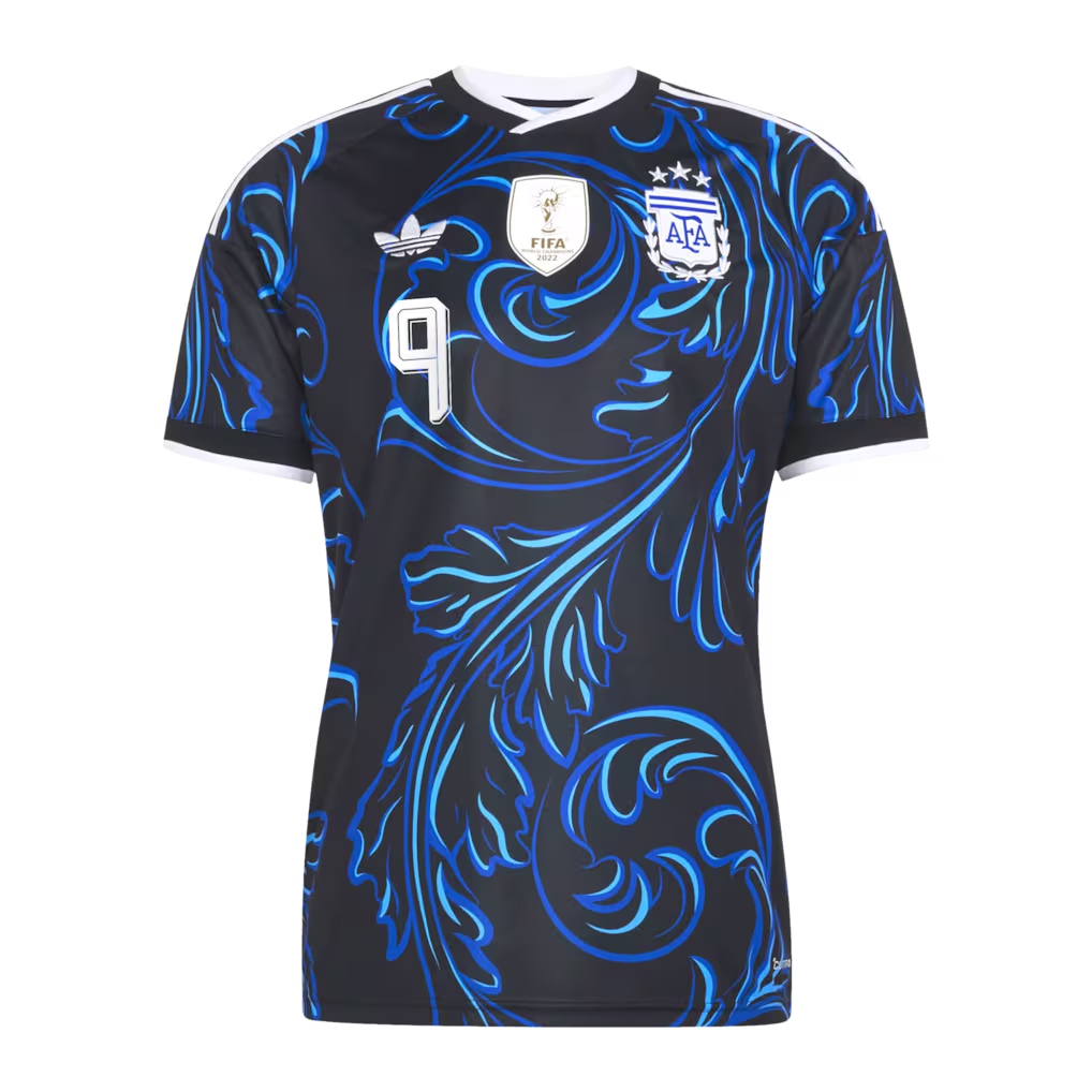 2026 World Cup J. Alvarez Argentina  Soccer Jersey Player Version  Match Version - No. 9 Home White & Blue and Away Black & Blue
