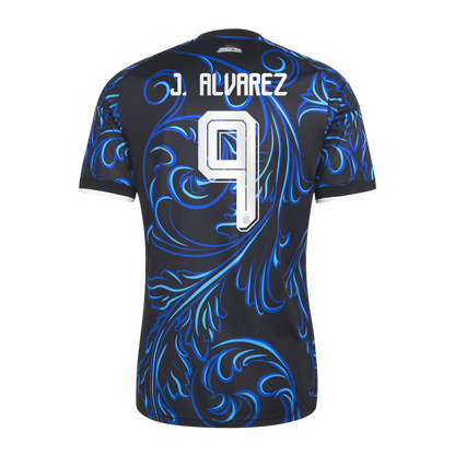 2026 World Cup J. Alvarez Argentina  Soccer Jersey Player Version  Match Version - No. 9 Home White & Blue and Away Black & Blue
