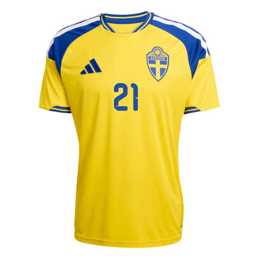 2026 World Cup Kulusevski Sweden Soccer Jersey Player Version  Match Version - No.21 Home Yellow and Away Blue