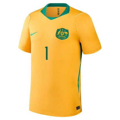 2026 World Cup Mathew Ryan Australia Soccer Jersey Player Version  Match Version - No.1 Home Yellow and Away Green