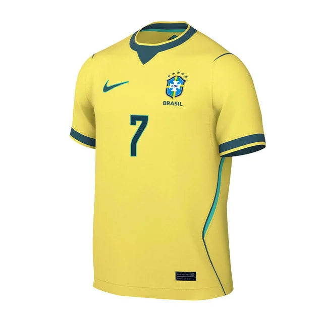 2026 World Cup Vini Jr. Brazil Soccer Jersey Player Version  Match Version - No.7 Home Yellow and Away Blue