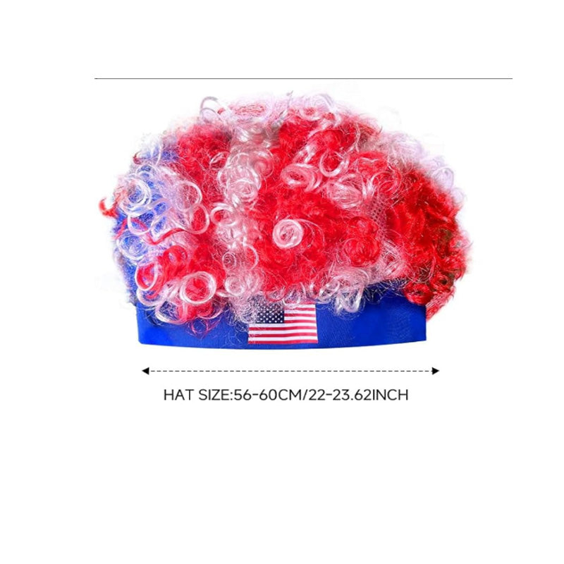 Red White Blue Fan Wig For World Cup,USA World Cup Headband Wig - Ideal For Soccer Enthusiasts, Wig Accessory For Celebrations