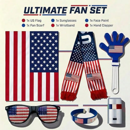 6pcs Set The 2026 American Celebration,USA World Cup Fan Kit,Complete Soccer Cheer Accessories Set