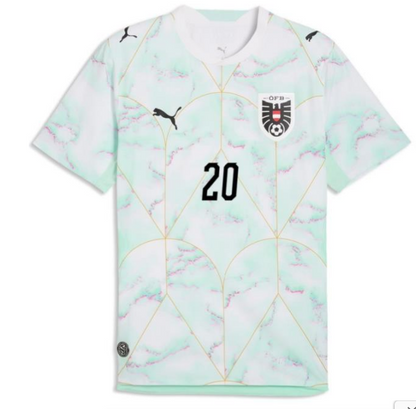 2026 World Cup Laimer Austria Soccer Jersey Player Version  Match Version - No. 20 Home Red and Away White