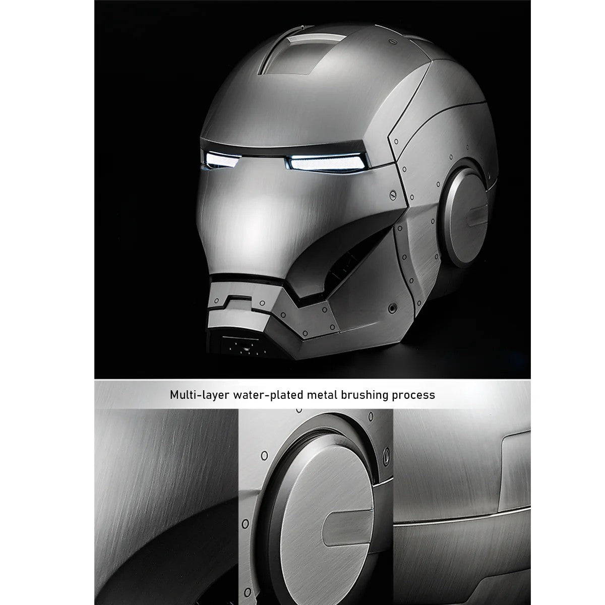Official Iron Man MK2 Helmet: 1:1 Wearable Bluetooth Speaker with Ring Touch Control, Metallic Finish & Multi-Voice Command