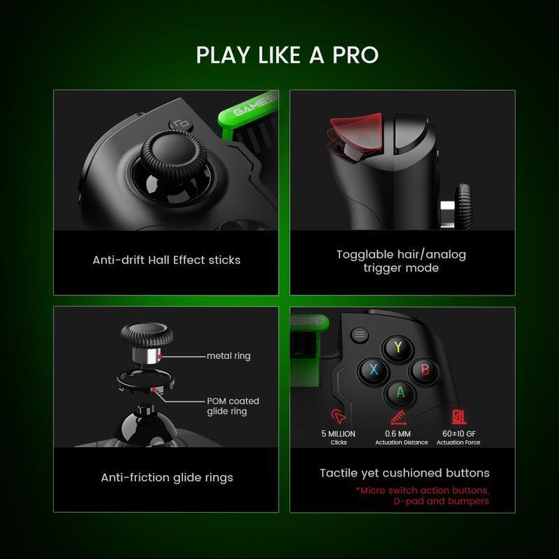 GameSir X4 Aileron Bluetooth Mobile Gaming Controller for Android with Hall Effect Joysticks
