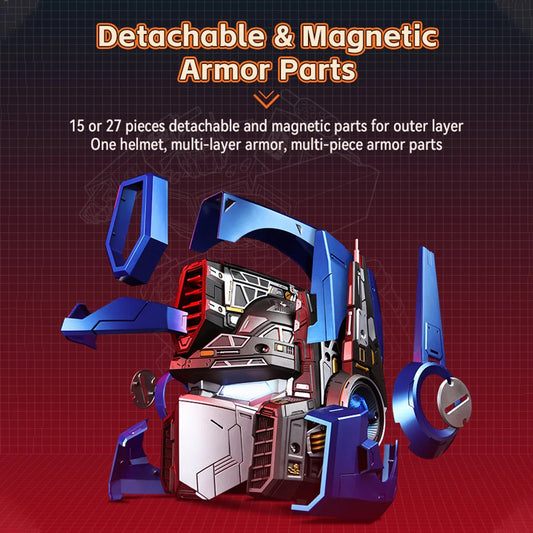 Transformers G1 Optimus Prime Wearable Helmet – 15 Detachable Armor Panels, Voice Changer & Visual Mech Gear System (Standard Edition)