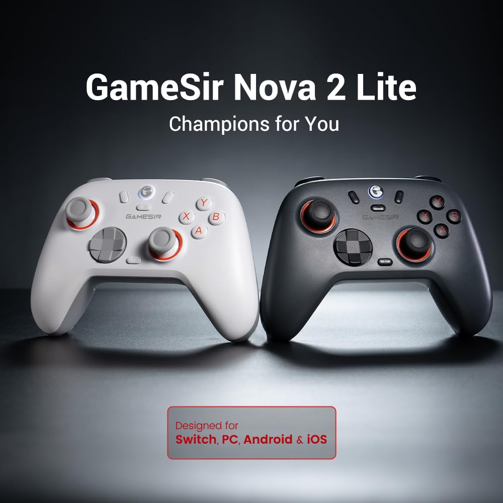 GameSir Nova 2 Lite Wireless PC Controller with Hall Effect Joysticks & Triggers, 2.4G & Wired 1000Hz Polling Rate, Remappable Buttons - Compatible with PC/Switch/Steam/Android