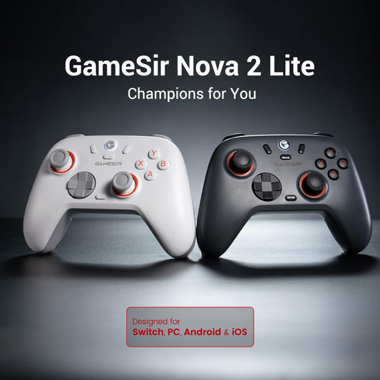 GameSir Nova 2 Lite Wireless PC Controller with Hall Effect Joysticks & Triggers, 2.4G & Wired 1000Hz Polling Rate, Remappable Buttons - Compatible with PC/Switch/Steam/Android