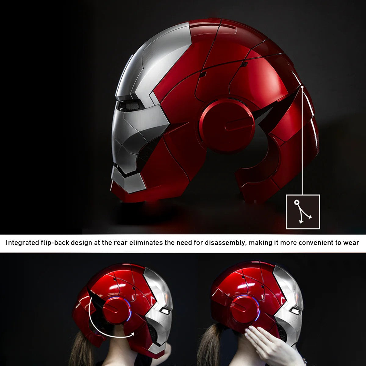 Premium Iron Man MK5 Helmet: 1:1 Wearable Display with Hydro-Brushed Mask, Color-Shifting Lights & Quad-Control System