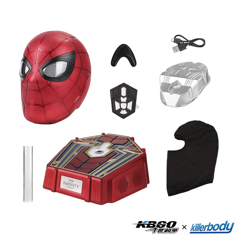 Hardcore Iron Spider-Man 1:1 Collectible Helmet with Built-in Bluetooth Speaker | Realistic Blinking Eyes & Touch/Remote Control