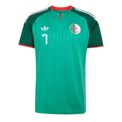 2026 World Cup Riyad Mahrez Algeria Soccer Jersey Player Version  Match Version - No. 7 Home White and Away Green