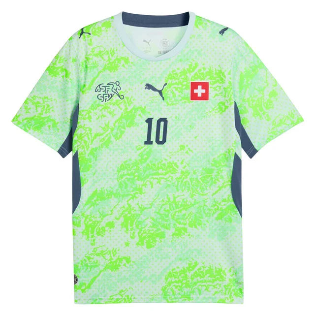 2026 World Cup Xhaka Switzerland Soccer Jersey Player Version  Match Version - No.10 Home Red and Away Green.