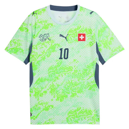 2026 World Cup Xhaka Switzerland Soccer Jersey Player Version  Match Version - No.10 Home Red and Away Green.