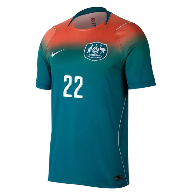 2026 World Cup Jackson Irvine Australia Soccer Jersey Player Version  Match Version - No.22 Home Yellow and Away Green