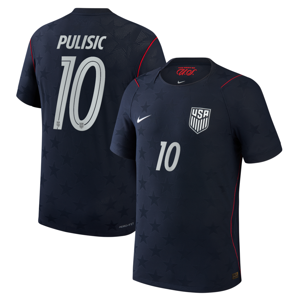2026 World Cup Christian Pulisic USA Soccer Jersey Player Version  Match Version - No. 10 Home Red&White and Away Black