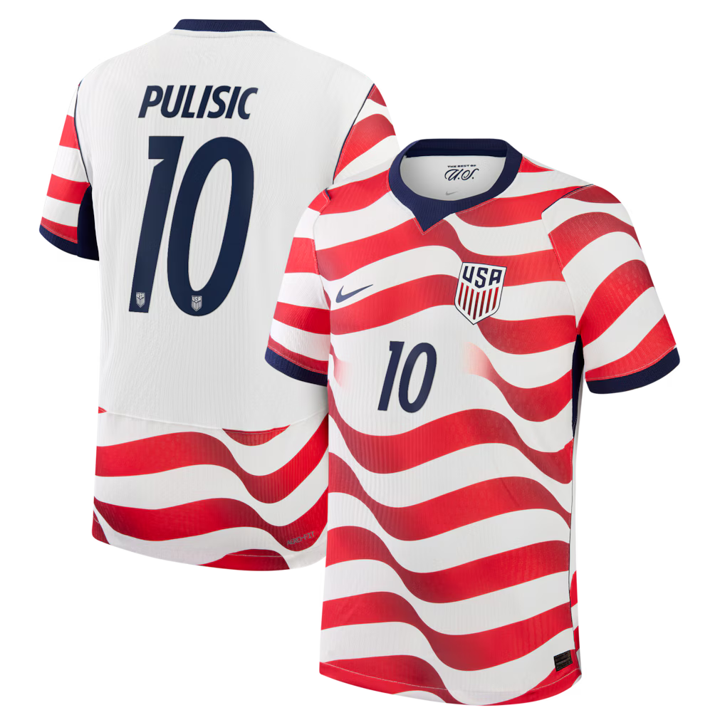 2026 World Cup Christian Pulisic USA Soccer Jersey Player Version  Match Version - No. 10 Home Red&White and Away Black