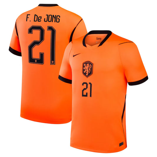 2026 World Cup F.De Jong Netherlands Soccer Jersey Player Version  Match Version - No.21 Home Orange and Away White