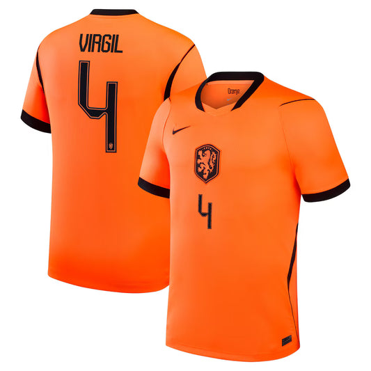 2026 World Cup Virgil Netherlands Soccer Jersey Player Version  Match Version - No.4 Home Orange and Away White