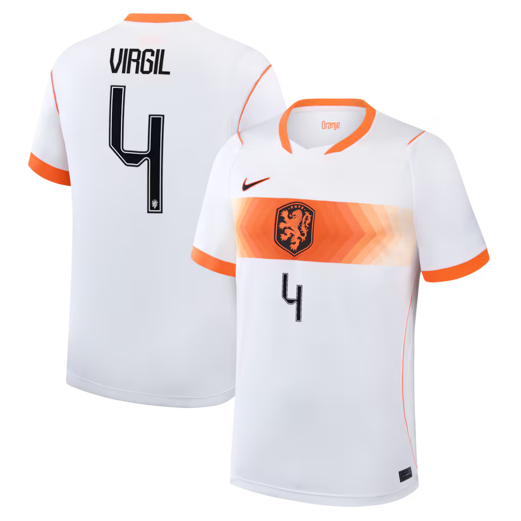 2026 World Cup Virgil Netherlands Soccer Jersey Player Version  Match Version - No.4 Home Orange and Away White