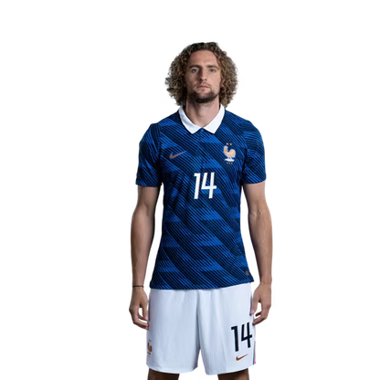 France National Football Team 2026 World Cup Jersey (Player Version/Match Issue) — Midfielders: No. 14 Adrien Rabiot, No. 18 Warren Zaïre-Emery, No. 24 Rayan Cherki, No. 25 Maghnes Akliouche / Maillot de l'équipe de France de football