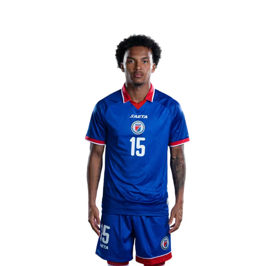 Mayo foutbòl koup di mond Ayiti 2026 vèsyon jwè vèsyon match la - Atakan No.15 Ruben PROVIDENCE, No.16 Lenny JOSEPH, No.18 Wilson Isidor