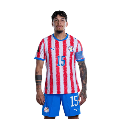 Paraguay National Football Team 2026 FIFA World Cup Jersey (Player/Match Version) – Defenders: No. 15 Gustavo GÓMEZ, No. 26 Alexandro MAIDANA / Defensores: No 15 Gustavo GOMEZ, No 26 Alexandro MAIDANA