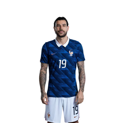 France National Team 2026 World Cup Jersey (Player Version/Match Issue) — Defenders: No. 19 Théo Hernández, No. 21 Lucas Hernández, No. 26 Maxence Lacroix / Défenseurs : n° 19 Theo Hernandez, n° 21 Lucas Hernandez, n° 26 Maxence Lacroix