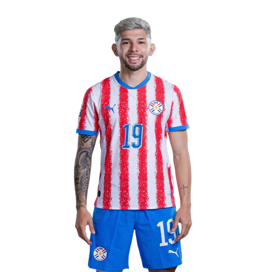 Paraguay National Football Team 2026 World Cup Jerseys (Player/Match Version) — Forwards: No. 19 Julio Enciso, No. 21 Gabriel Ávalos, No. 25 Isidro Pitta / Delantero: No 19 Julio ENCISO, No 21 Gabriel AVALOS,No. 25 Isidro PITTA rehegua