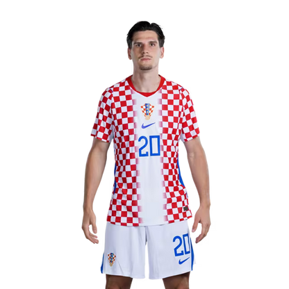 Croatia National Team 2026 World Cup Jersey (Player Version/Match Issue) — Forwards: No. 20 Igor Matanović, No. 24 Marco Pašalić, No. 26 Petar Musa / Napadači: Br. 20 Igor MATANOVIĆ, Br. 24 Marco PASALIĆ, Br. 26 Petar Musa