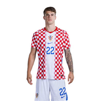 Croatia National Team 2026 World Cup Jersey (Player Version/Match Version) — Defenders: No. 22 Luka Vušković, No. 25 Martin Erlić / Obrambeni igrači: Br. 22 Luka VUSKOVIĆ, Br. 25 Martin ERLIĆ