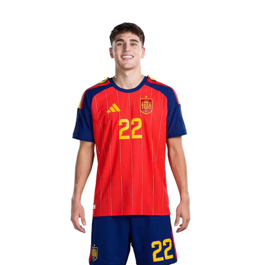 Spain National Team 2026 World Cup Jersey – Player/Match Version – Defenders: No. 22 Pau Cubarsí, No. 24 Marc Cucurella / Defensor No.22 Pau CUBARSI, No.24 Marc CUCURELLA