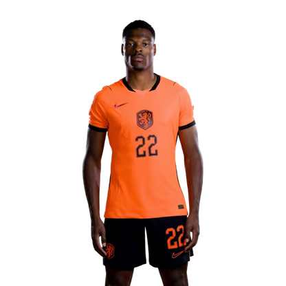 Netherlands National Team 2026 World Cup Jersey (Player Version/Match Issue) — Defenders: No. 22 Denzel Dumfries, No. 25 Jorrel Hato / Verdedigers: nr. 22 Denzel Dumfries, nr. 25 Jorrel Hato