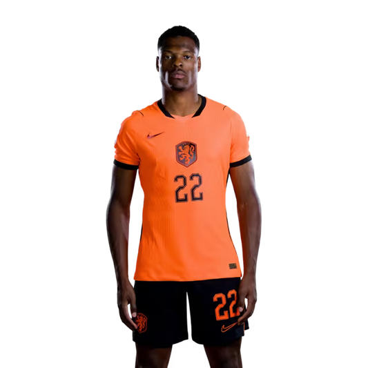 Netherlands National Team 2026 World Cup Jersey (Player Version/Match Issue) — Defenders: No. 22 Denzel Dumfries, No. 25 Jorrel Hato / Verdedigers: nr. 22 Denzel Dumfries, nr. 25 Jorrel Hato