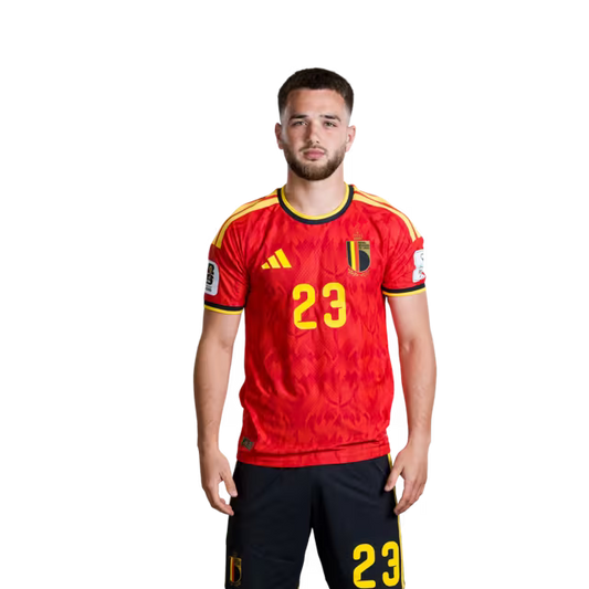 Belgium National Football Team – 2026 World Cup Jersey (Player Version/Match Issue) – Midfielders: No. 23 Nicolas Raskin, No. 24 Amadou Onana/ Middenvelders: nr. 23 Nicolas RASKIN, nr. 24 Amadou ONANA
