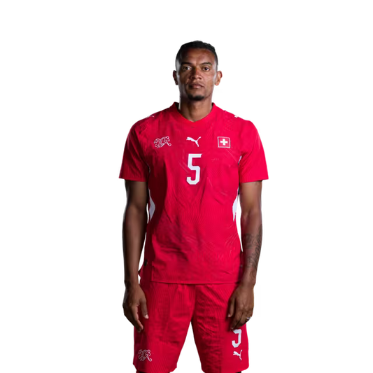Switzerland National Team 2026 Jersey (Player Version) – Defenders: No. 5 Manuel Akanji, No. 13 Ricardo Rodríguez, No. 18 Eray Cömert / Verteidiger: Nr. 5 Manuel Akanji, Nr. 13 Ricardo Rodriguez, Nr. 18 Eray Coemert