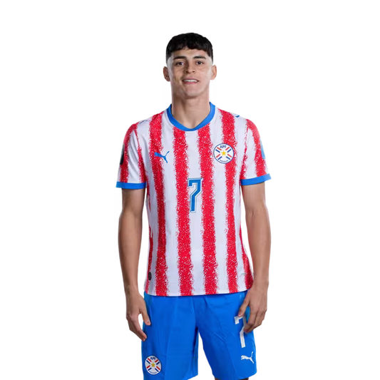 Paraguay National Football Team 2026 World Cup Jerseys (Player/Match Version) — Midfielders: No. 7 Ramón Sosa, No. 8 Diego Gómez, No. 10 Miguel Almirón / Mediocampista: No 7 Ramón SOSA, No 8 Diego GOMEZ,No. 10 Miguel ALMIRON rehegua